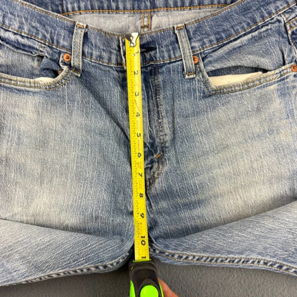 Levis 527 Jeans Mens 33x32 Blue Slim Fit Bootcut Rodeo Cowboy Western Distressed